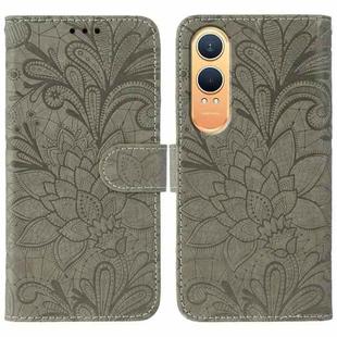For OnePlus Nord CE4 Lite Global Lace Flower Embossing Flip Leather Phone Case(Grey)
