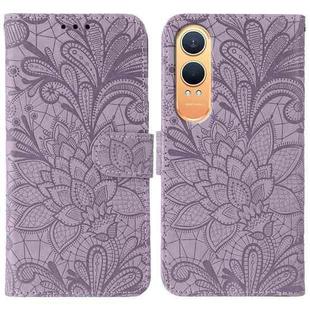For OnePlus Nord CE4 Lite Global Lace Flower Embossing Flip Leather Phone Case(Purple)