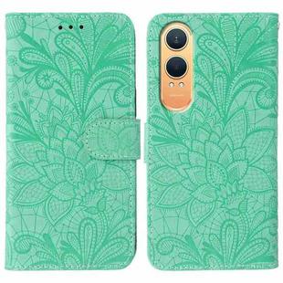 For OnePlus Nord CE4 Lite Global Lace Flower Embossing Flip Leather Phone Case(Green)