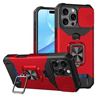 For iPhone 16 Pro Max Camera Shield Card Slot PC+TPU Phone Case(Red)