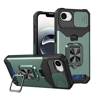 For iPhone 16e Camera Shield Card Slot PC+TPU Phone Case(Dark Green)