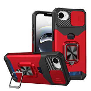 For iPhone 16e Camera Shield Card Slot PC+TPU Phone Case(Red)