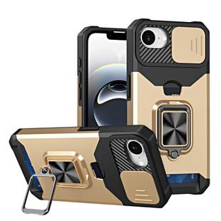 For iPhone 16e Camera Shield Card Slot PC+TPU Phone Case(Gold)