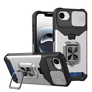 For iPhone 16e Camera Shield Card Slot PC+TPU Phone Case(Silver)