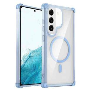 For Samsung Galaxy S22+ 5G Transparent MagSafe Magnetic Phone Case(Blue)