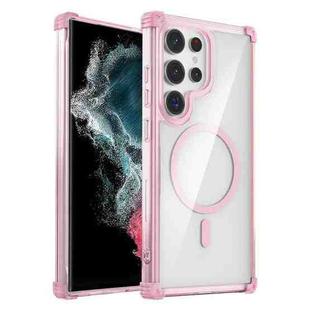 For Samsung Galaxy S22 Ultra 5G Transparent MagSafe Magnetic Phone Case(Pink)