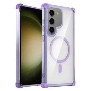 For Samsung Galaxy S23+ 5G Transparent MagSafe Magnetic Phone Case(Purple)