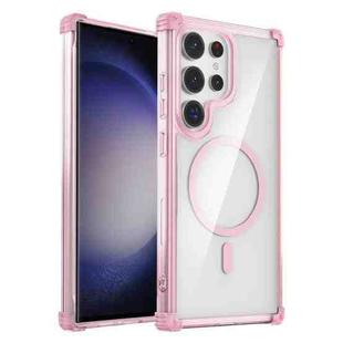 For Samsung Galaxy S23 Ultra 5G Transparent MagSafe Magnetic Phone Case(Pink)