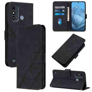For ZTE Blade A53 Crossbody 3D Embossed Flip Leather Phone Case(Black)