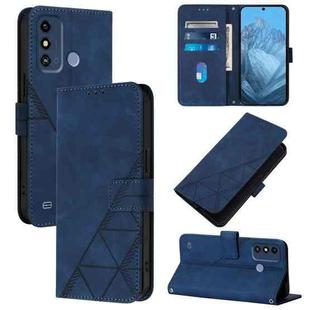 For ZTE Blade A53 Crossbody 3D Embossed Flip Leather Phone Case(Blue)