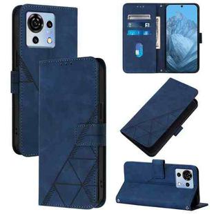 For ZTE Blade V50 Vita Crossbody 3D Embossed Flip Leather Phone Case(Blue)