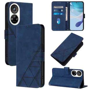 For ZTE Blade V40s Crossbody 3D Embossed Flip Leather Phone Case(Blue)