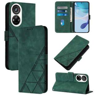 For ZTE Blade V40s Crossbody 3D Embossed Flip Leather Phone Case(Green)