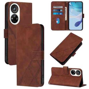 For ZTE Blade V40s Crossbody 3D Embossed Flip Leather Phone Case(Brown)