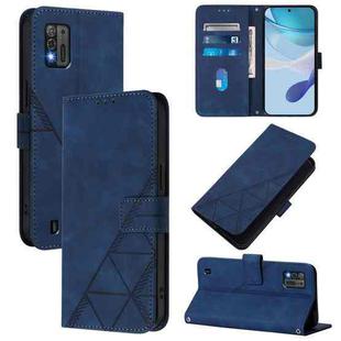For ZTE Blade A52 Lite Crossbody 3D Embossed Flip Leather Phone Case(Blue)