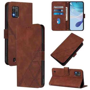For ZTE Blade A52 Lite Crossbody 3D Embossed Flip Leather Phone Case(Brown)