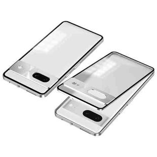 For Google Pixel 7 Snap Buckle Metal Frame Frosted Phone Case(Silver)