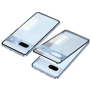 For Google Pixel 7a Snap Buckle Metal Frame Frosted Phone Case(Blue)