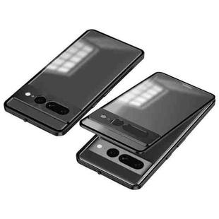 For Google Pixel 7 Pro Snap Buckle Metal Frame Frosted Phone Case(Black)