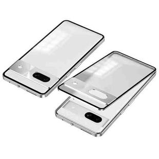 For Google Pixel 8a Snap Buckle Metal Frame Frosted Phone Case(Silver)