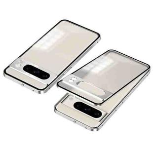 For Google Pixel 8 Pro Snap Buckle Metal Frame Frosted Phone Case(Silver)