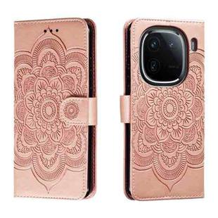 For vivo iQOO 12 Sun Mandala Embossing Pattern Phone Leather Case(Rose Gold)