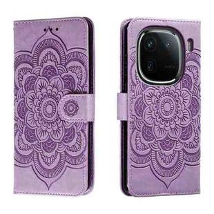 For vivo iQOO 12 Pro Sun Mandala Embossing Pattern Phone Leather Case(Purple)