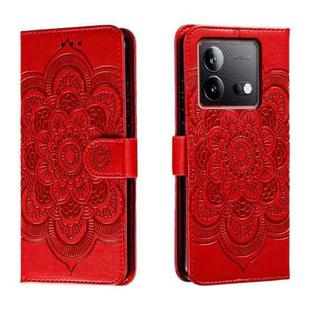 For vivo iQOO Neo8 Sun Mandala Embossing Pattern Phone Leather Case(Red)