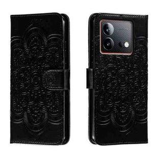 For vivo iQOO Neo8 Sun Mandala Embossing Pattern Phone Leather Case(Black)