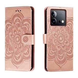 For vivo iQOO Neo8 Sun Mandala Embossing Pattern Phone Leather Case(Rose Gold)