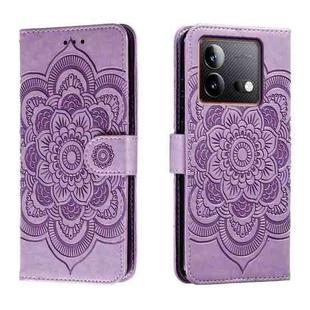 For vivo iQOO Neo8 Sun Mandala Embossing Pattern Phone Leather Case(Purple)