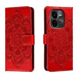For vivo iQOO Z9X Sun Mandala Embossing Pattern Phone Leather Case(Red)