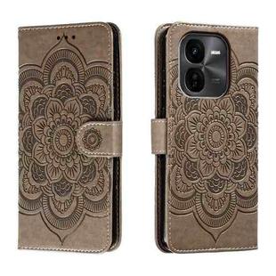 For vivo iQOO Z9X Sun Mandala Embossing Pattern Phone Leather Case(Grey)