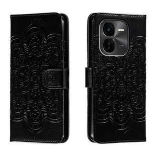 For vivo iQOO Z9X Sun Mandala Embossing Pattern Phone Leather Case(Black)