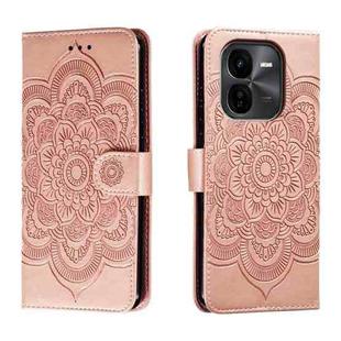 For vivo iQOO Z9X Sun Mandala Embossing Pattern Phone Leather Case(Rose Gold)
