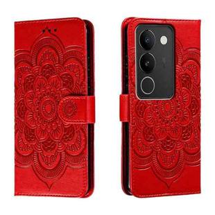 For vivo S17 Sun Mandala Embossing Pattern Phone Leather Case(Red)