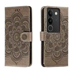 For vivo S17 Sun Mandala Embossing Pattern Phone Leather Case(Grey)