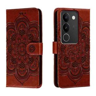 For vivo S17 Sun Mandala Embossing Pattern Phone Leather Case(Brown)
