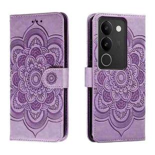 For vivo S17 Sun Mandala Embossing Pattern Phone Leather Case(Purple)