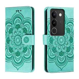 For vivo S17 Sun Mandala Embossing Pattern Phone Leather Case(Green)