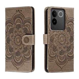 For vivo S17e Sun Mandala Embossing Pattern Phone Leather Case(Grey)