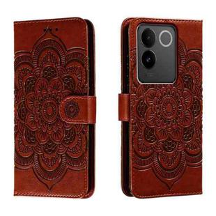 For vivo S17e Sun Mandala Embossing Pattern Phone Leather Case(Brown)