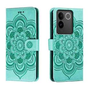 For vivo S17e Sun Mandala Embossing Pattern Phone Leather Case(Green)