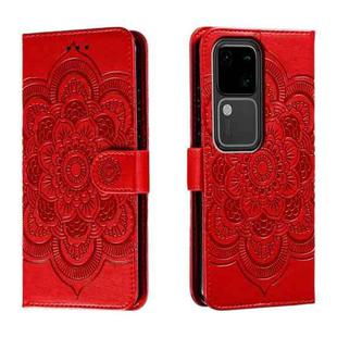 For vivo S18 Sun Mandala Embossing Pattern Phone Leather Case(Red)
