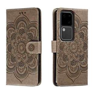 For vivo S18 Sun Mandala Embossing Pattern Phone Leather Case(Grey)