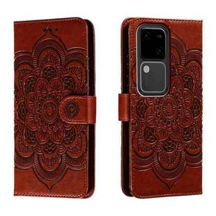 For vivo S18 Sun Mandala Embossing Pattern Phone Leather Case(Brown)