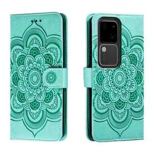 For vivo S18 Sun Mandala Embossing Pattern Phone Leather Case(Green)