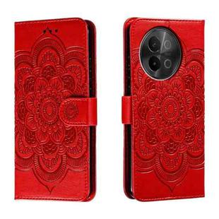 For vivo S18e Sun Mandala Embossing Pattern Phone Leather Case(Red)