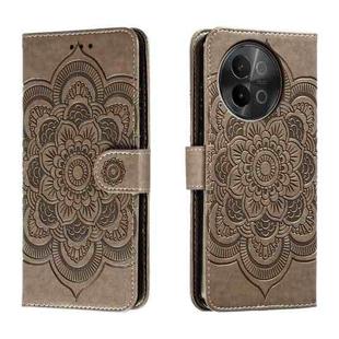 For vivo S18e Sun Mandala Embossing Pattern Phone Leather Case(Grey)