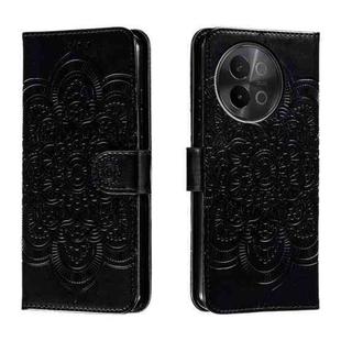 For vivo S18e Sun Mandala Embossing Pattern Phone Leather Case(Black)